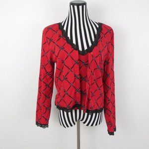Victoria's Secret Red 2pc Sleep Cami & Long Sleeve Button Top